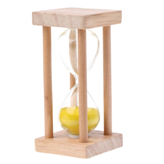 Dualoai 5 Minutes Wooden Frame Hourglass Toothbrush Clock Hourglass Tea Clock Decoration Yellow