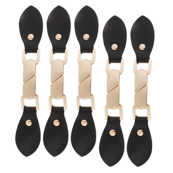 Dualoai 5 Pair Black PU Leather Alloy Snap Toggle Button for Bags Coat DIY Fastener