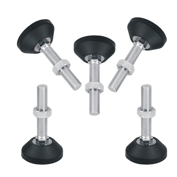 Dualoai 5 Pcs Adjustable Leveling Feet Threaded Glide Foot Leg Leveler, Durable - Black, M12x150 D60