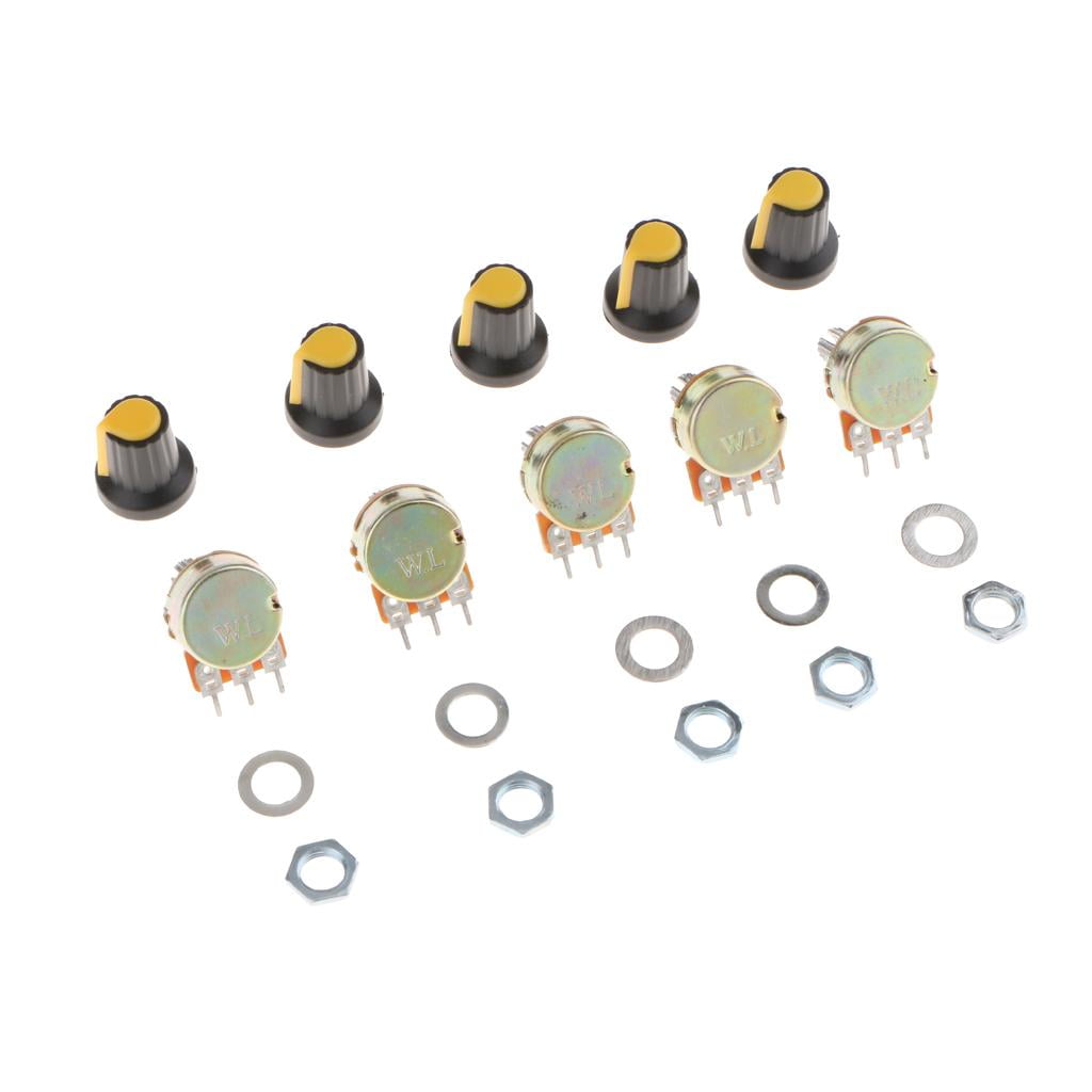 Dualoai 5 Pieces 10K ohm 3 Terminal Linear Taper Rotary Audio B Type ...
