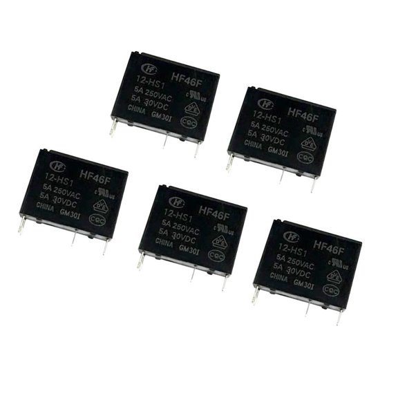 Dualoai 5 Pieces 5V DC Mini Power Relay 5A PCB Type Mount 4 Pins Automobile Relay Black