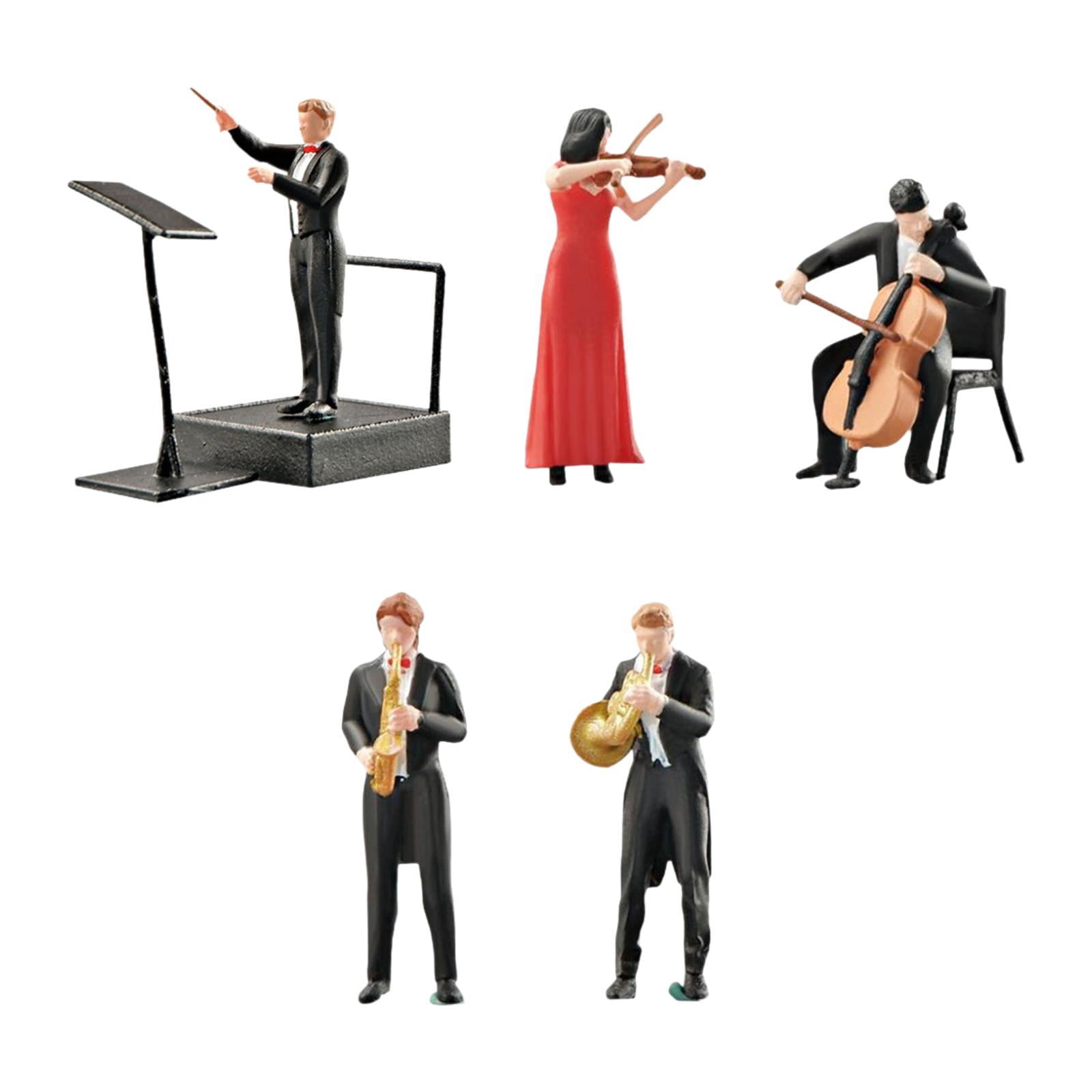 Dualoai 5 Pieces Musicians Music People /64 Scale Sand Table Decoration Ornament