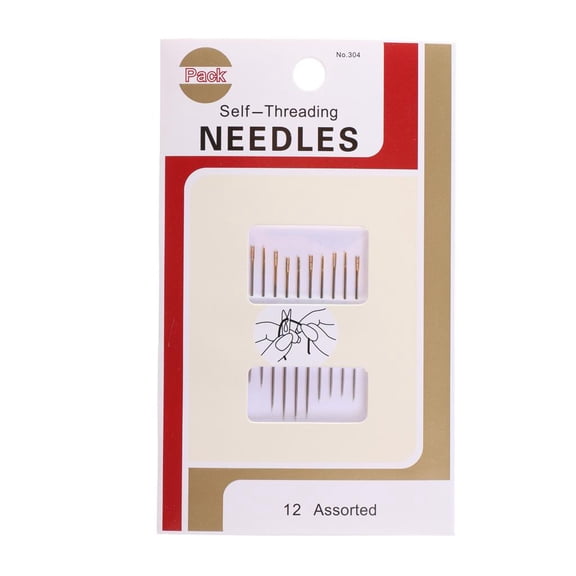 Dualoai 5 Sheet Assorted Self Threading Needles Sewing Needles DIY Household Needles