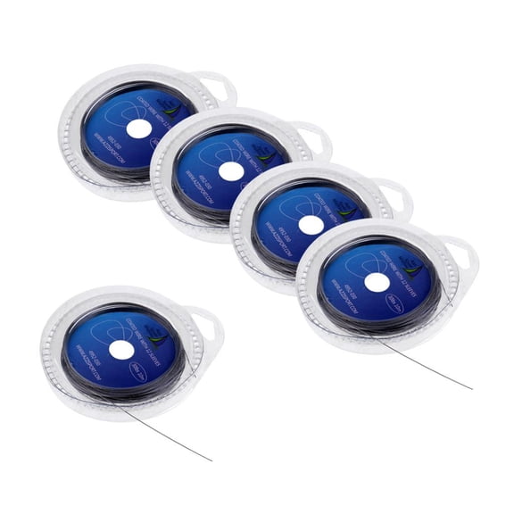Dualoai 5 Spools Fishing Line Wire Leader, Wire Trace on m Spool with 2 Pieces Crimps 3lbs