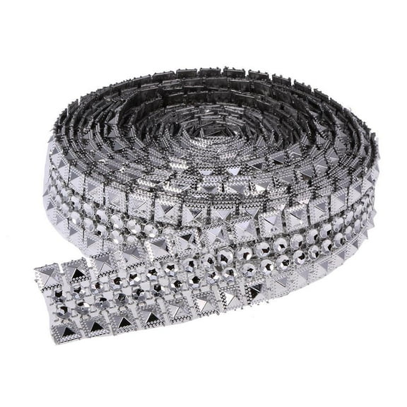 Dualoai 5 YardS Rhinestone Mesh Ribbon Trim Sewing Applique for Wedding Craft Decor Silver