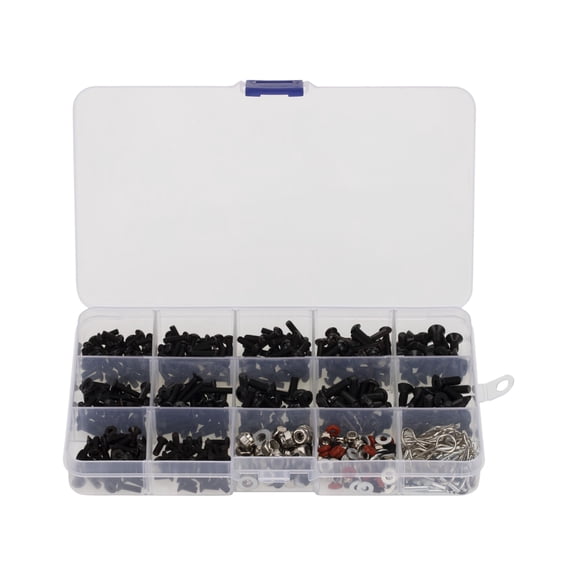 Dualoai 500Pcs RC Screw Kit RC Repair Tool Kit M3 Hex Screws Nut Shell Buckle Hardware Fastener for 1/8 1/10 1/12 Scale RC Cars Truck Crawler DIY Parts