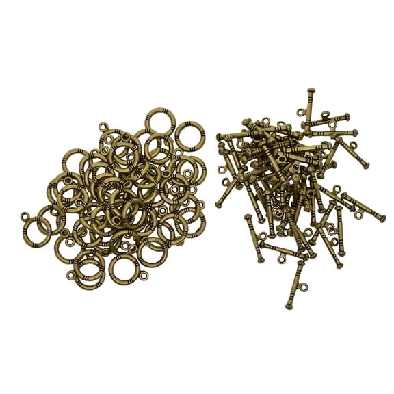 Dualoai 50Pcs Crafts Toggle Clasp, T-Bar Closure from Metal for Jewelry Making in Bulk,
