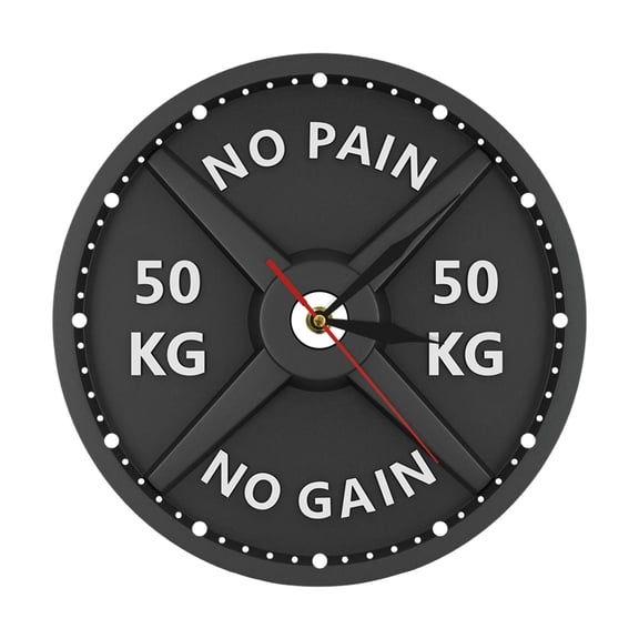 Dualoai 50kg 3D Barbell Wall Clock Decorative Battery Operated Watch for Home Gym Weight