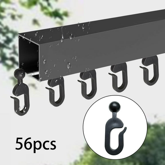 Dualoai 56 Pieces Hooks for Gazebo Curtains Black Canopy Curtain Kit Curtain Track Hooks