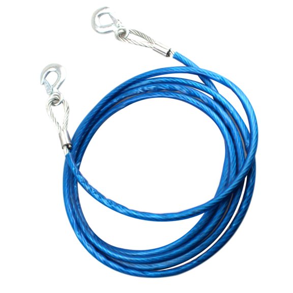 Dualoai 5Mx10mm 7 Tons Car Tow Strap Truck Steel Cable Towing Winch Snatch Rope Blue