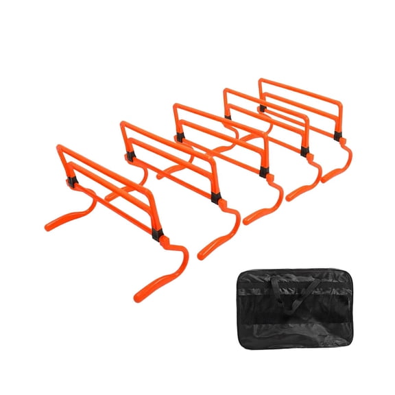 Dualoai 5Pcs Agility Training Hurdles Obstacles Fitness Adjustable Speed Training Hurdles for Football Obstacle Courses Running Games Orange