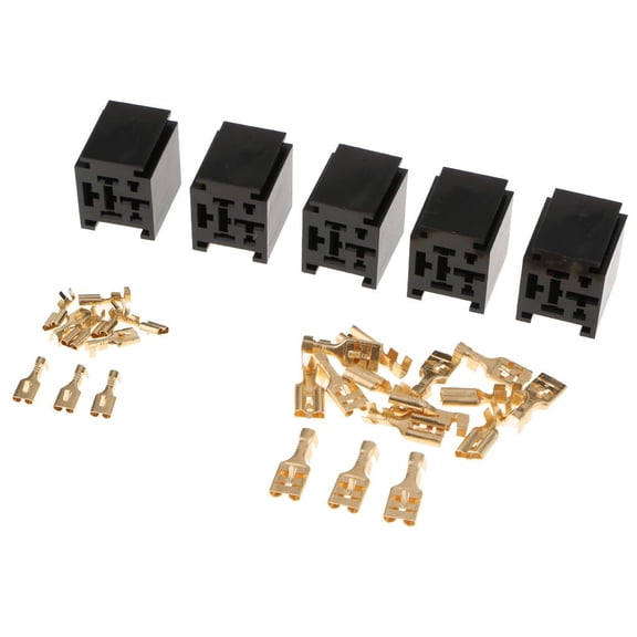 Dualoai 5pcs 80A 4 Pin Automotive Car Power Relay Socket