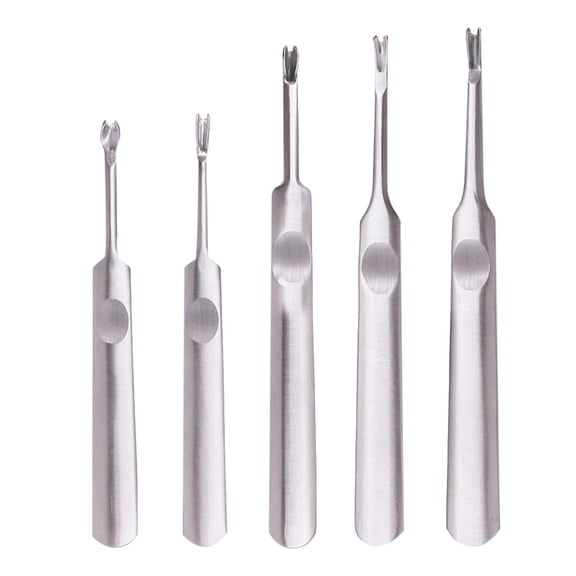 Dualoai 5pcs Durable Hand Leather Edge Skiving DIY Craft Tool, U V Shaped Stainless Grooving Tool For Leather Carving Work