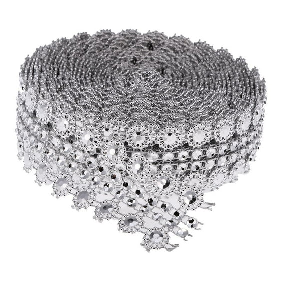 Dualoai 5yds Crystal Rhinestone Chain Ribbon Trim Sewing Applique DIY Crafts Silver