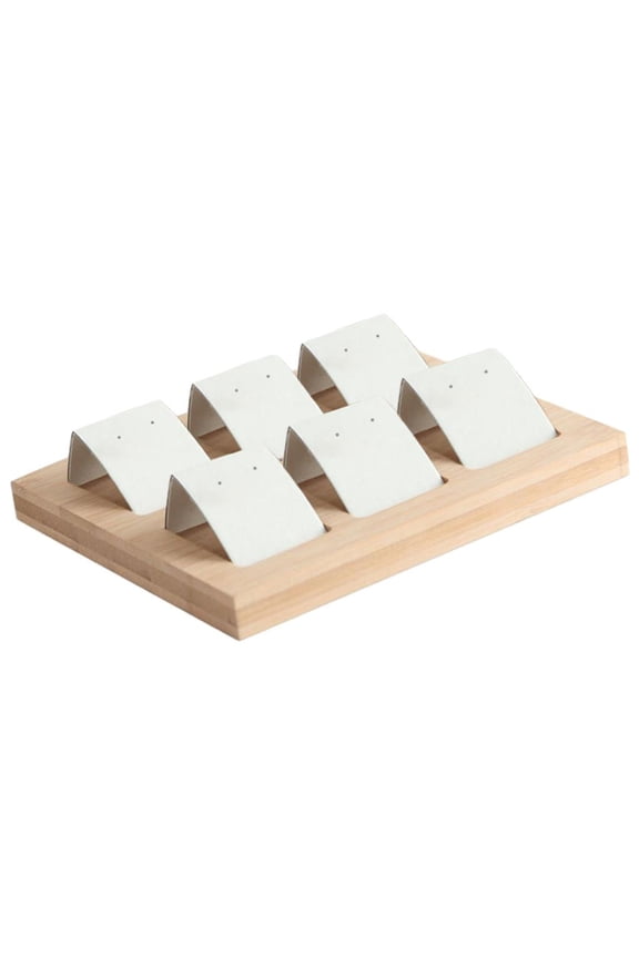 6 Pair Earring Cards, Velvet/Leatherette Bamboo Earrings Display Card Holder for 6 Pair White
