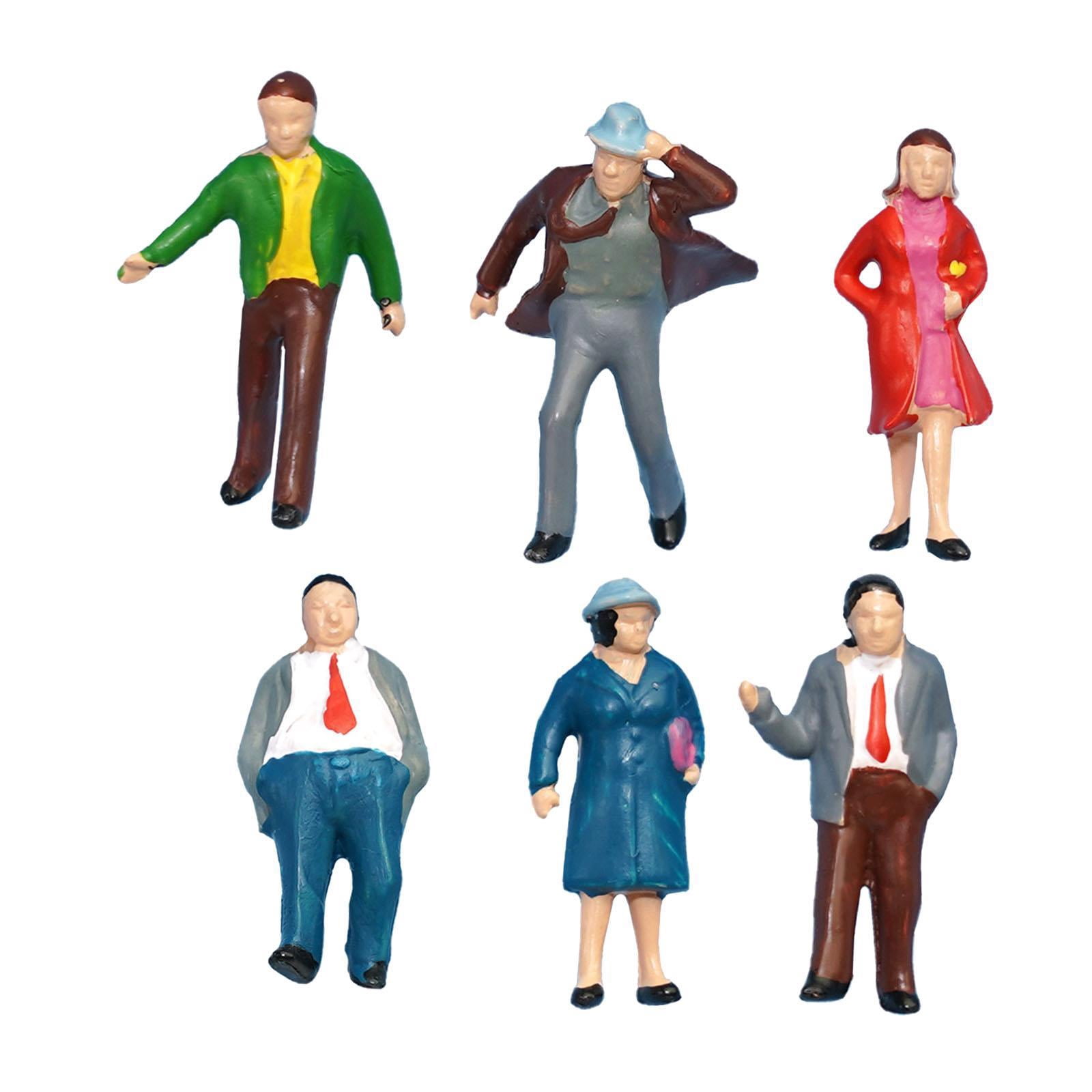 Dualoai 6 Pieces 1:87 HO Scale Figure Model Layout Collections Photo Props Men Women