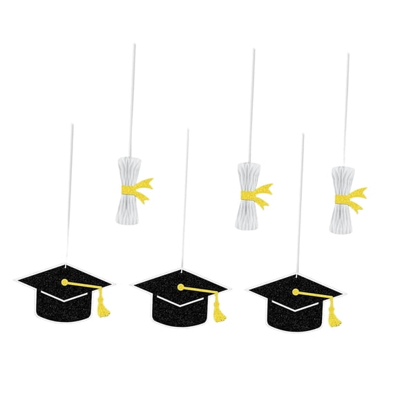 Dualoai 6 Pieces Graduation Decorations Decorative for High School Classroom College Black