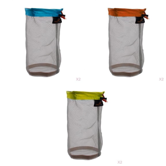 Dualoai 6 Pieces Outdoor Ultralight Mesh Stuff Sack Drawstring Storage Bag Pouch -3 size