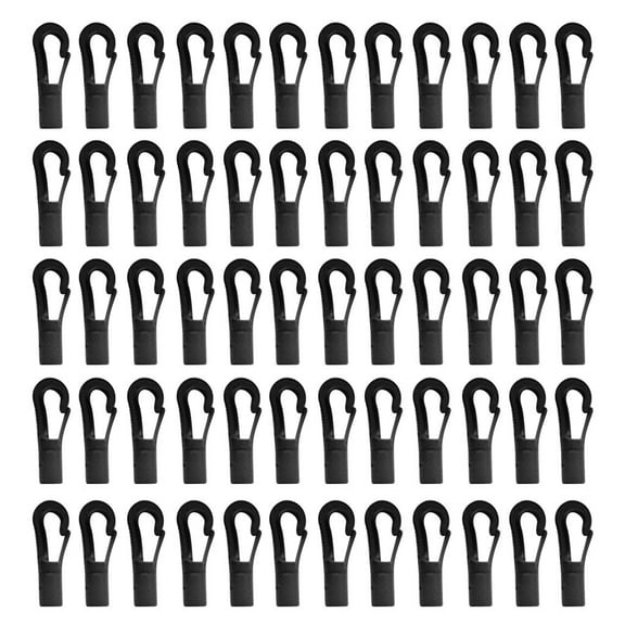 Dualoai 60 Pcs Plastic Bungee/Elastic Rope/Shock Cord Hook for 4mm or 5mm Bungee Shock