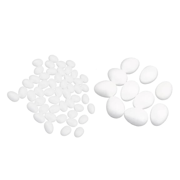Dualoai 60Pc 5/8cm Polystyrene Modelling Eggs High Density Foam for Arts Modelling Craft