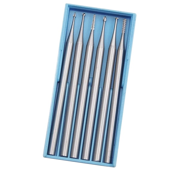 Dualoai 6Pcs 2.35mm Rotary Drill Bits Set Steel Rotary Cutting Burrs 1.mm Tiny 1.MM