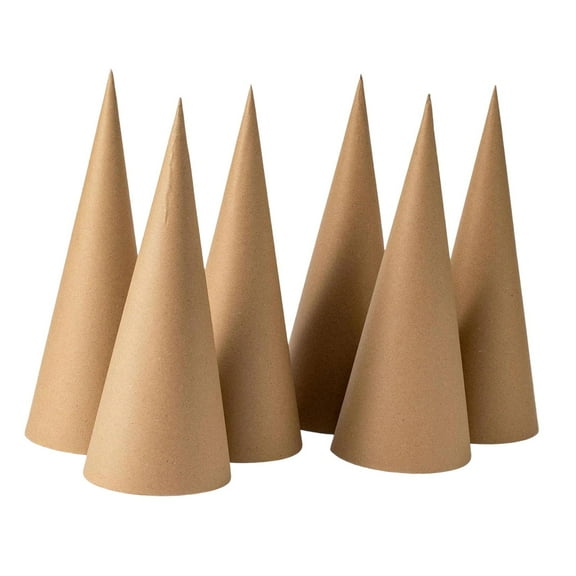 Dualoai 6Pcs Kraft Paper Mache Cones Centerpieces Festival Christmas Tree Decoration