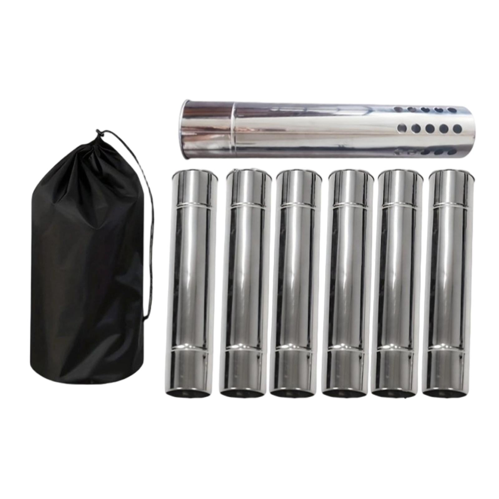 Dualoai 6Pcs Straight Chimney Pipes Stove Pipe Tube Extension for Tent Hiking Picnic