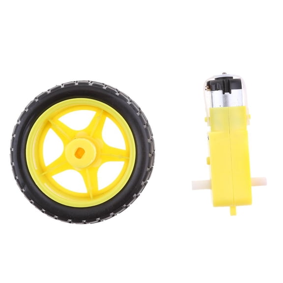 Dualoai 6Pcs Yellow 1:48 Robot Tires Car Robot Plastic Tire Gear Motor Wheel DC 3-6V