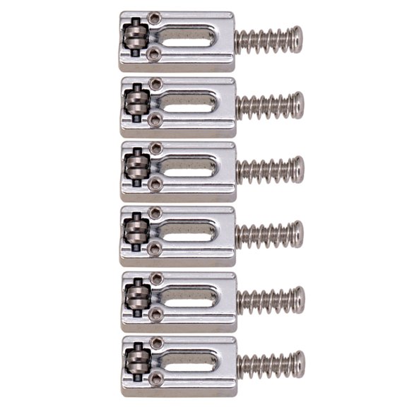 Dualoai 6pc Guitar Roller Bridge Locked String Saddle Musical Instrument Part Silver