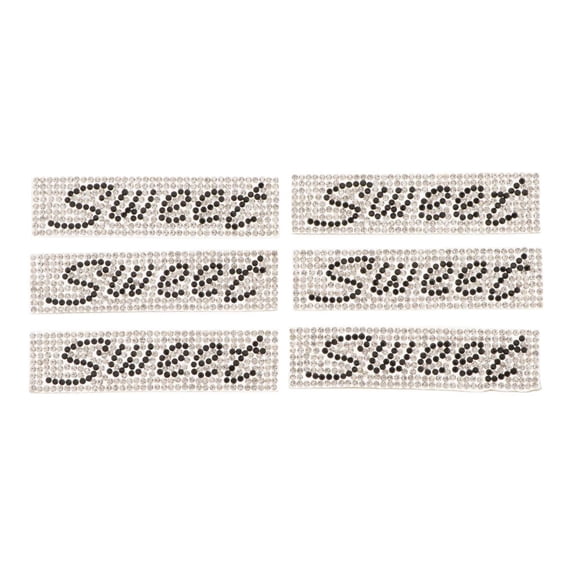 Dualoai 6pcs Letters SWEET Rhinestone Patches Crystal Badges for Clothes Bag Patches