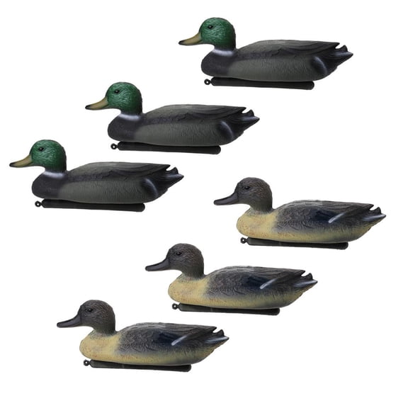 Dualoai 6pcs Lifelike Mallard Male Duck Decoy Drake & Green Head Water Floating Duck for