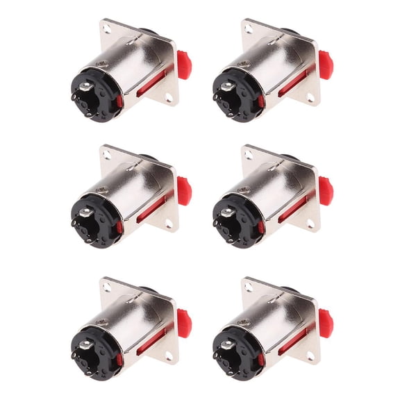 Dualoai 6pcs/pack 6.35mm 1/4 Inch Female Stereo Audio Socket Jack Connector Panel Mount