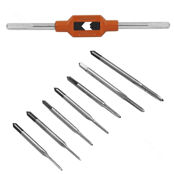 Dualoai 7 Pieces M1.1-M2.5 Portable Machine Hand Screw Thread Metric Plug Tap Drill Set