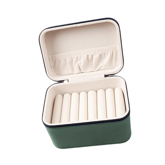 Dualoai 7 Slots Bangle Box Bracelet Holder Rectangle Portable Velvet Lining PU Jade Bracelets Display Case for Wedding Retail Stores green