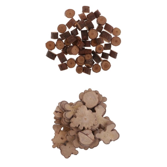 Dualoai 70pcs Wooden Wood Log Slices Natural Tree Bark Slices DIY Woodworking Pieces
