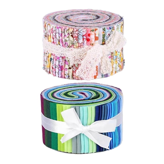 Dualoai 72x Roll Up Cotton Fabric Strips 2.5 Inch Quilting DIY Precut Craft Fabric Cloth