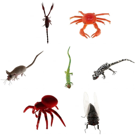 Dualoai 7Pieces Fake Simulated Realistic Insect Prank Toys for Halloween Party Favors