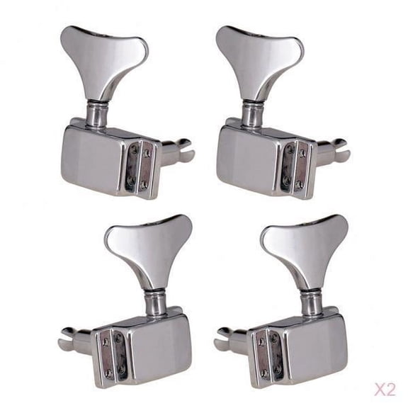 Dualoai 8 Packs Metal 4L4R Tuning Pegs Knobs Machine Heads for Guitar Bass Accessory