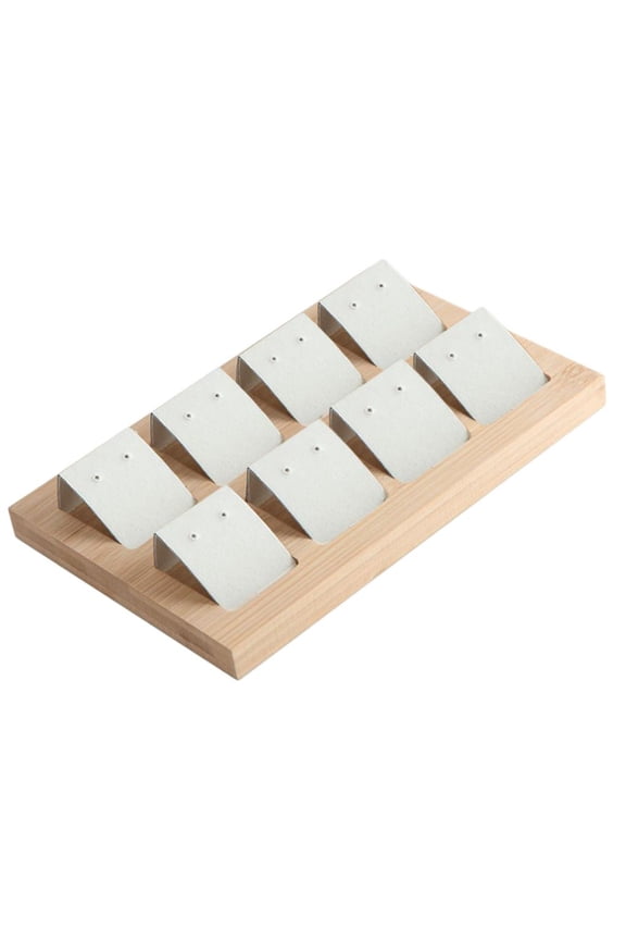 8 Pair Earring Cards, Velvet/Leatherette Bamboo Earrings Display Card Holder for 8 Pair White
