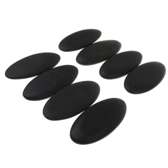 Dualoai 8 Pcs Large Black Natural Basalt Hot Stone Set for Massage Beauty Salon - Can be