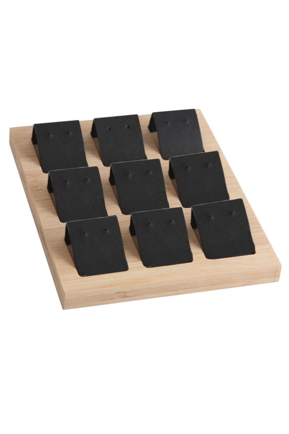 9 Pair Earring Cards, Velvet/Leatherette Bamboo Earrings Display Card Holder for 9 Pair Black