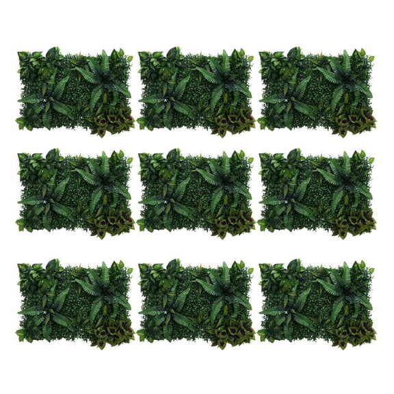 Dualoai 9Pieces Artificial Plant Lawn Background Wedding Grass Wall Backdrop, Greenery