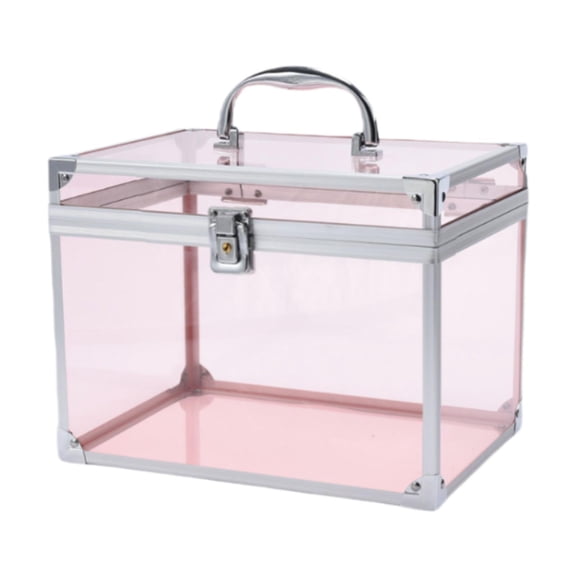 Dualoai Acrylic Makeup Case Clear Cosmetic Display Box Wedding Birthday Gift Clear Pink