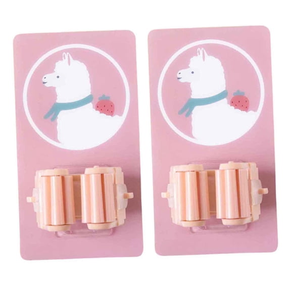 Dualoai Adhesive Mop and Broom Holder Wall Mounted Home Storage Rack Multi-Purpose Hooks Bathroom Suction Brush Broom Hanger Hook for Bathroom 2 Pcs Alpaca