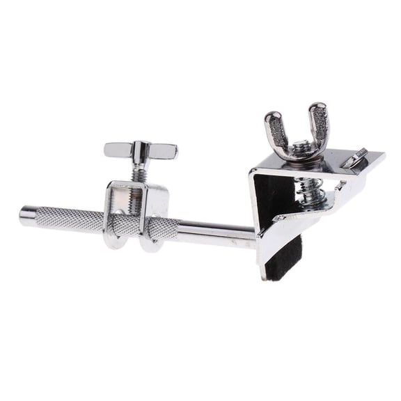 Dualoai Adjustable Standard Drum Cowbell Mount Holder Clamp for Bass Drum Hoop Silver