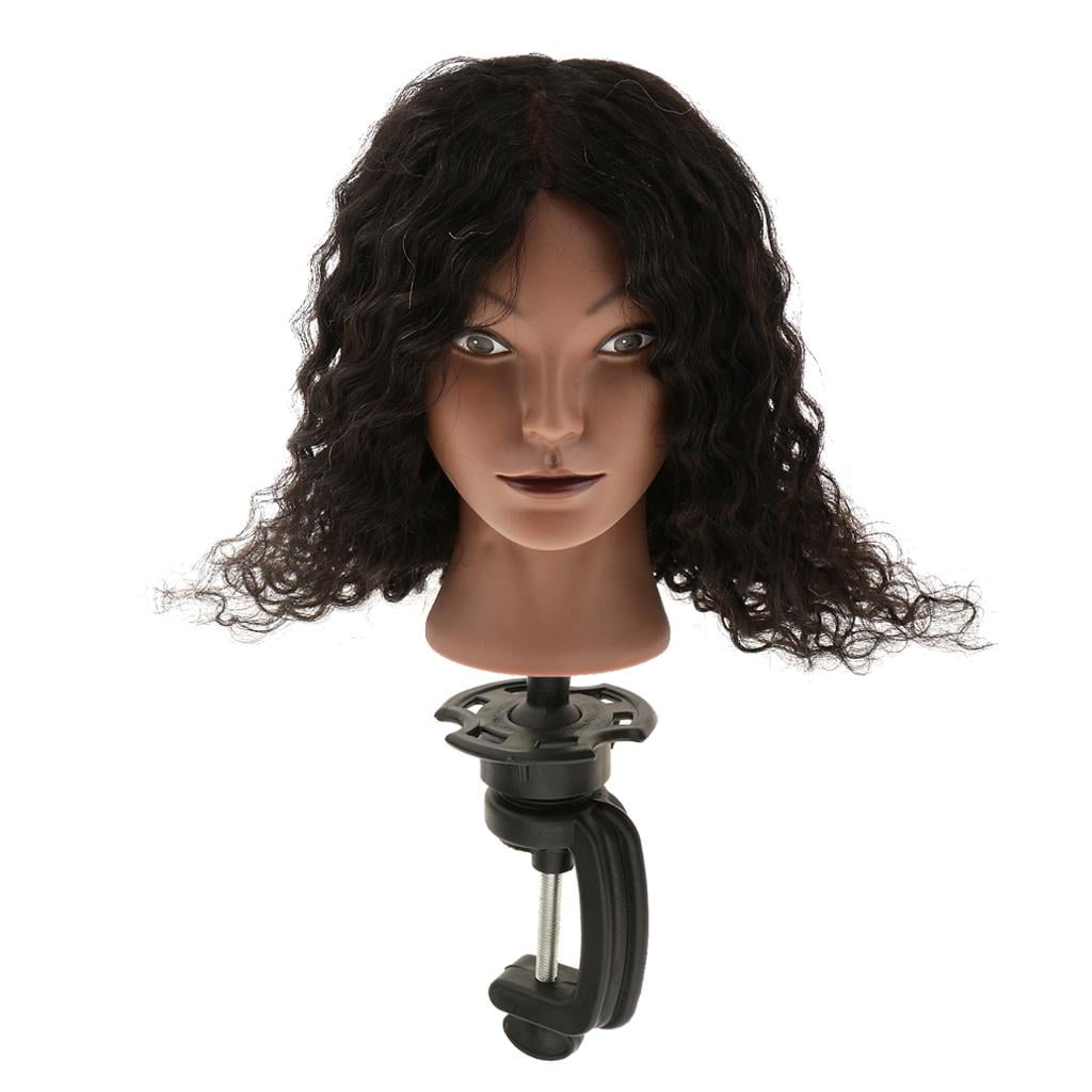 Dualoai Afro Mannequin Head African American with Human Hair Hairdresser Training