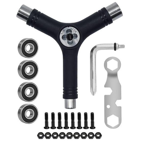 Dualoai All in One Skate Tool Accessory Skate Key Portable with 4 Bearings Wrench Y Tool