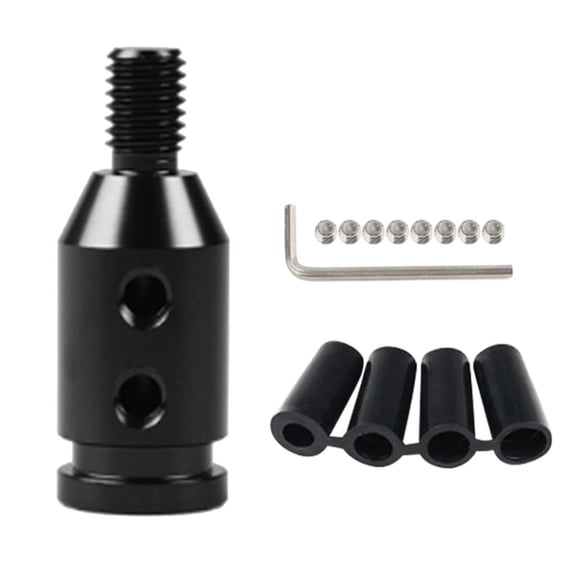 Dualoai Aluminum Universal Shift knob Shifter Adapter for / Mini Non Threaded Shifters M10x1.5, Black
