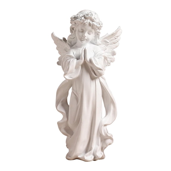 Dualoai Angel Prayer Figurine Statue Cherub Sculpture Decor Cute Ornaments Mourning Room Height 15cm
