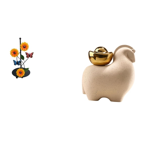 Dualoai Animal Paper Towel Holder Dispenser Non Slip Vertical Tissue Holder Rack Miniature Statue Tabletop Decoration Creative Home Decor Chinese Fengshui Figurine for Patio Office